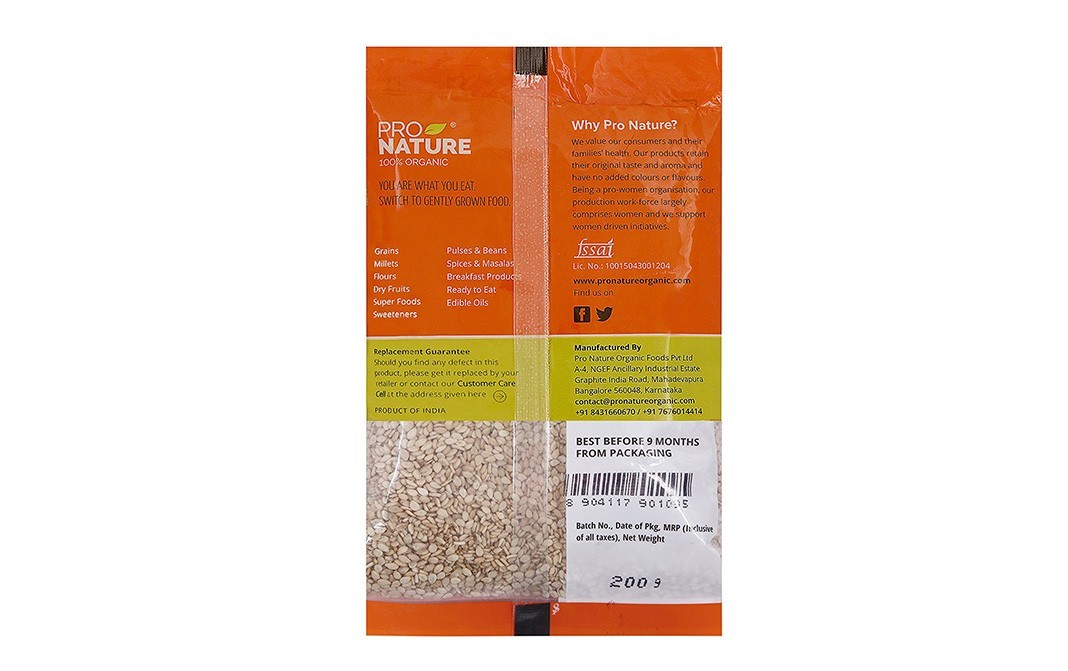 Pro Nature Organic Sesame (White)    Pack  200 grams